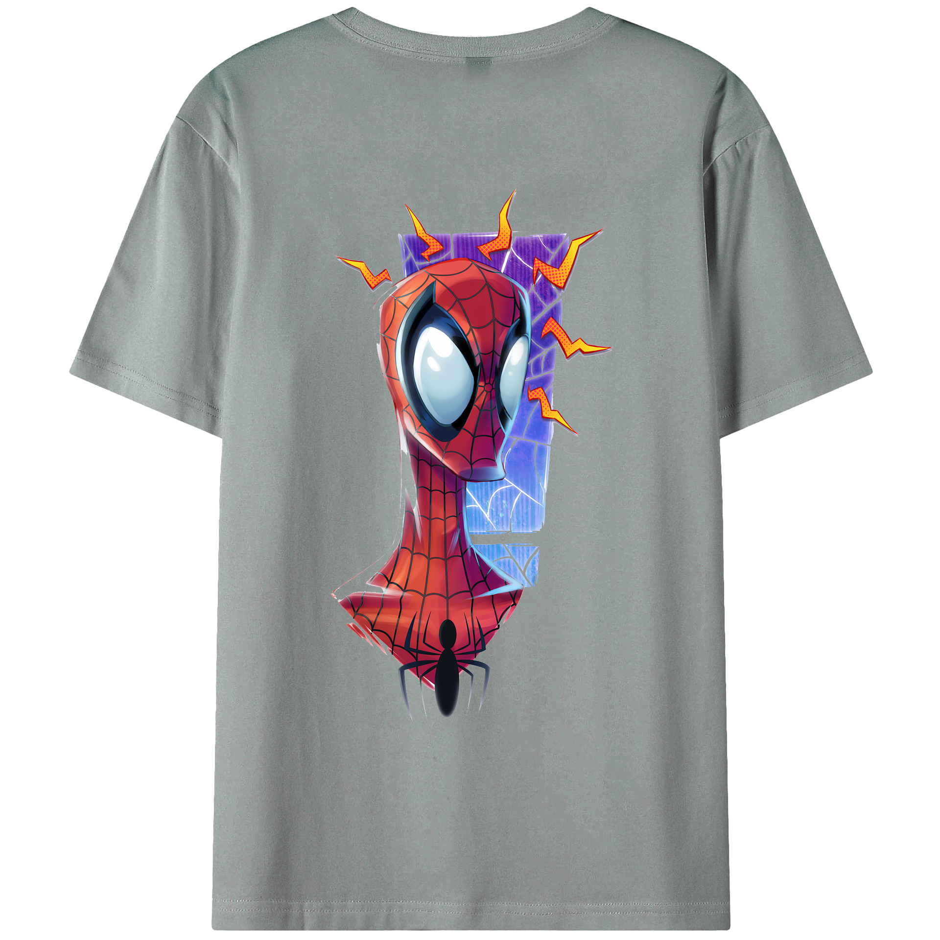 （画像用） Spider Man スパイダーマン 綿100％ メンズ半袖Tシャツ（バックプリント） 通気性